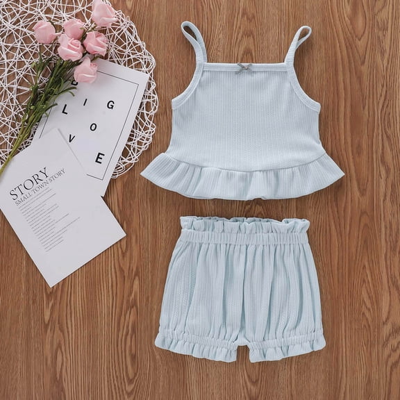 Toddler Baby Girls Summer Solid Color Sleeveless   Short  Headband Longer Tops To Wear With Leggings Girls Casual Bootleg Yoga Pants V Crossover Athletic Leggings