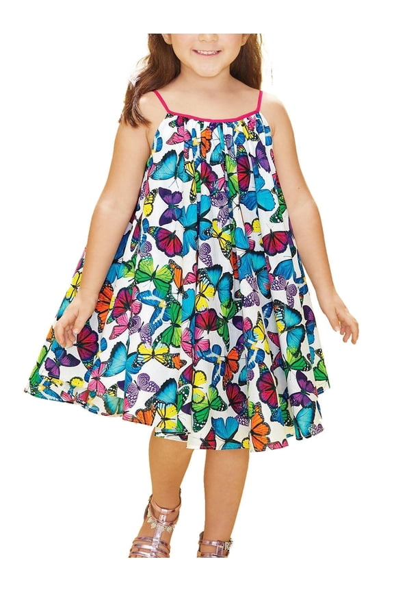 Toddler Baby Girls Summer Spaghetti Strap Floral Dress Swing Beach Sun Dress,Butterfly-3T
