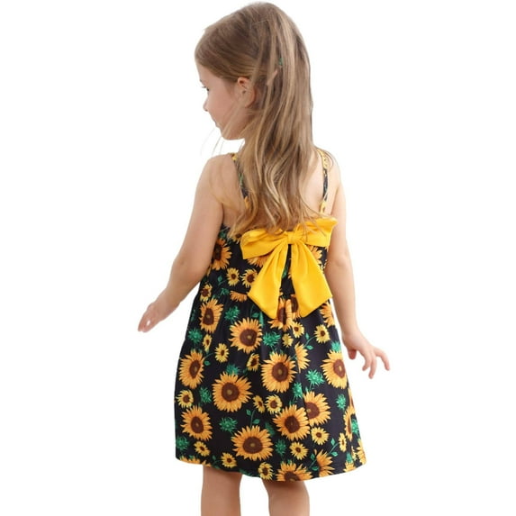 Toddler Baby Girls Summer Sunflower Bowknot Dress Yellow Floral Dresses Sundress Size 6 (Sunflower-312)