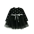 thumbnail image 1 of Toddler Baby Girls Sweater Tulle Dress Long Sleeve Crew Neck Dots Knitted Dress Mesh Patchwork Winter Fall Clothes (1 Years, Black), 1 of 4