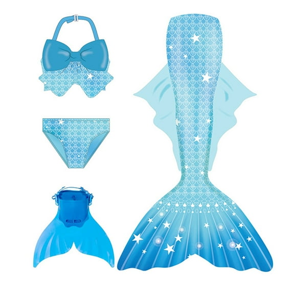 Toddler Baby Girls Swimsuit Girls Swimwear Set with Tail Pool Beach Summer Outfits Toddler Teen Bathing Suits Swim Shorts for 3-13 Years