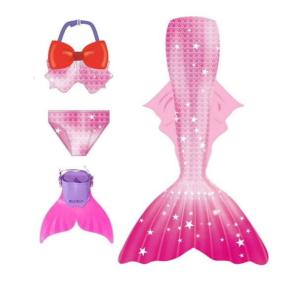 Toddler Baby Girls Swimsuit Girls Swimwear Set with Tail Pool Beach Summer Outfits Toddler Teen Bathing Suits Swim Shorts for 3-13 Years