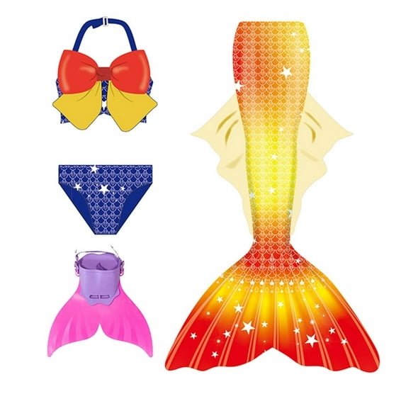 Toddler Baby Girls Swimsuit Girls Swimwear Set with Tail Pool Beach Summer Outfits Toddler Teen Bathing Suits Swim Shorts for 3-13 Years