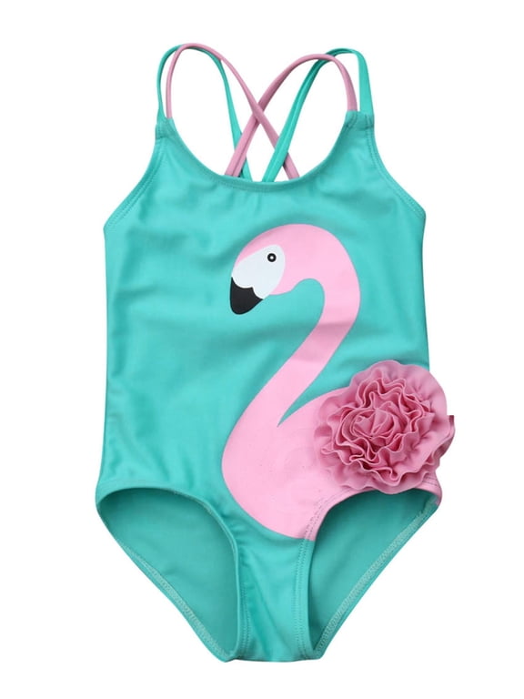 Toddler Baby Girls Swimsuit One Piece Flamingo Bikini Swimming Bathing Suit Swimwear Little Kids Tankini Set Beach Wear