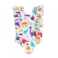 thumbnail image 1 of Toddler Baby Girls Swimwear Cartoon Print Bathing Suits Bikini Frill Edge Swimsuit 1-5 Years, 1 of 6