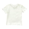 thumbnail image 1 of Toddler Baby Girls Tees Summer Lettuce Trim Short Sleeve T-Shirts Solid Color Casual Blouse Tops, 1 of 4