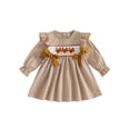 thumbnail image 1 of Toddler Baby Girls Thanksgiving Outfit Turkey Bow Ruffle Smocked Dress Long Sleeve Plaid A-line Dress Fall Clothes 6M-5T, 1 of 9