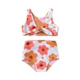 thumbnail image 1 of Toddler Baby Girls Two Piece Swimsuit Bikini Sleeveless Floral Heart Print Two Sided Swimwear Backless Tankini 3Y 4Y, 1 of 10
