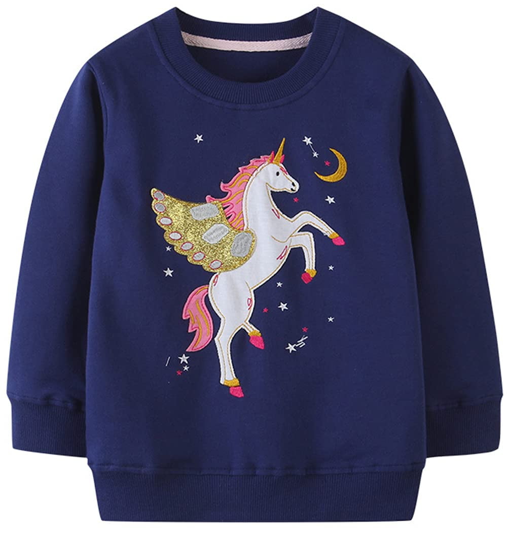 Toddler Baby Girls Unicorn Sweatshirts Casual Pullover Crewneck Winter