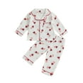 thumbnail image 1 of Toddler Baby Girls Valentine Pajamas Set Heart Print Long Sleeve Button Shirt Pants Soft Sleepwear Cotton Loungwear 1-5T, 1 of 8