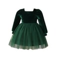 thumbnail image 1 of Toddler Baby Girls Velvet Tutus Dress, Long Sleeve Casual Birthday Dress with Tutus Skirt, Christmas Princess Wedding Dresses 2024 Green 18 months, 1 of 4