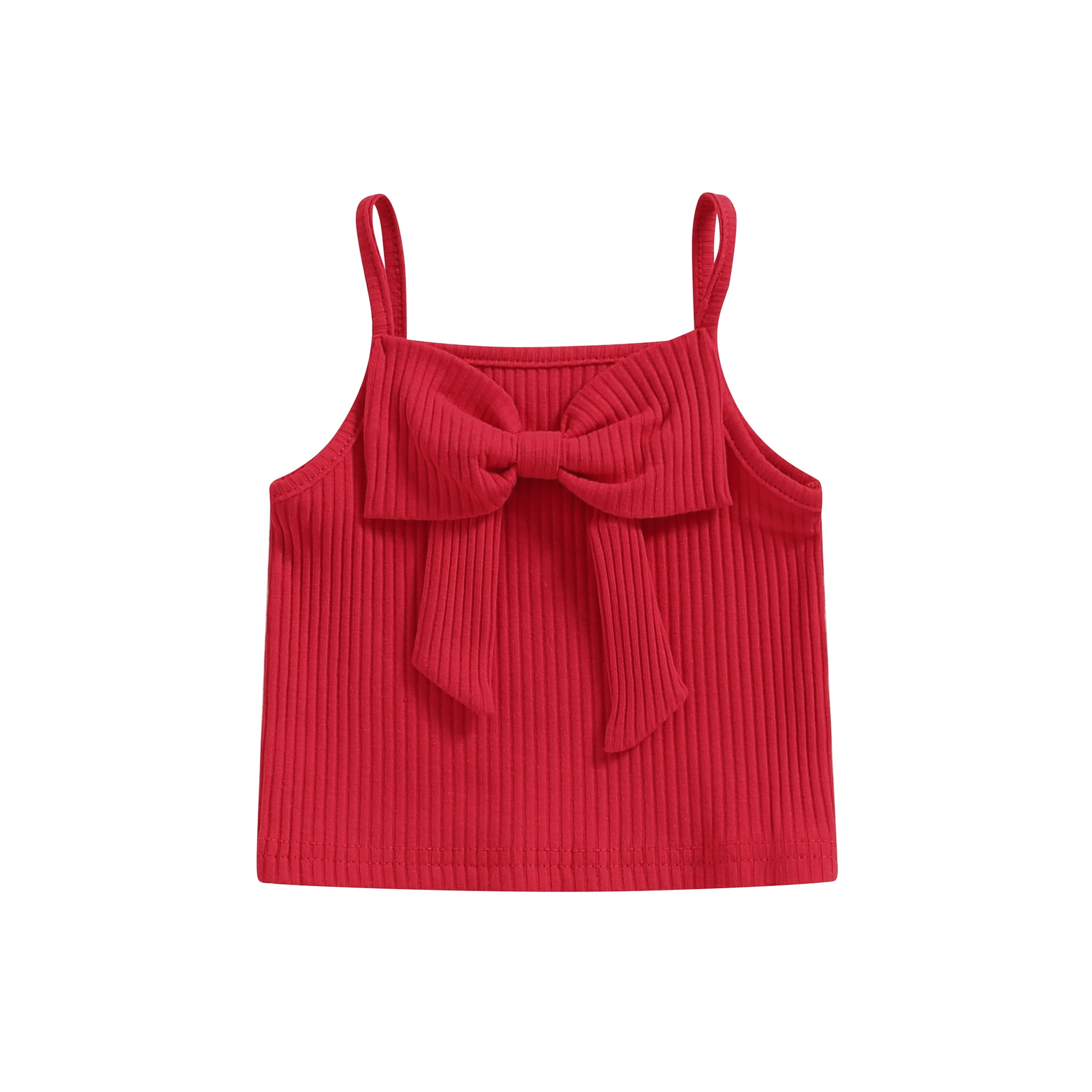  Summer Toddler Girls Sleeveless Ribbed Vest Tops and