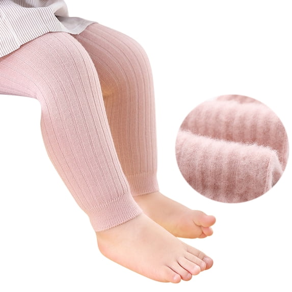 Toddler Baby Girls Winter Fleece Lined Leggings Cotton Knit Thick Warm Comfy Tights Basic Solid Stretchy Stockings Pants
