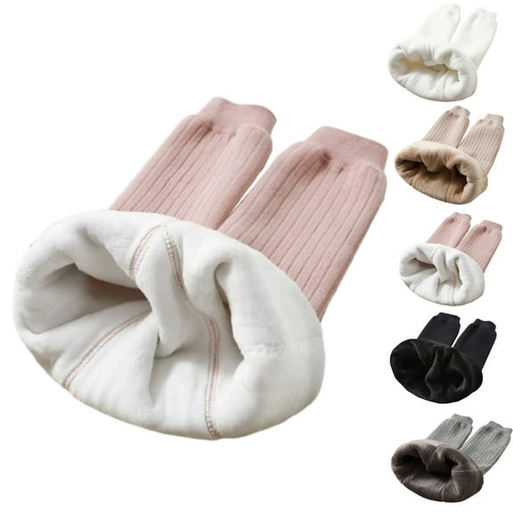 Toddler Baby Girls Winter Fleece Lined Leggings Soft Cotton Knit Thick Warm Full Length Tights Winter Clothes for Kids,Pink 5-6 Years