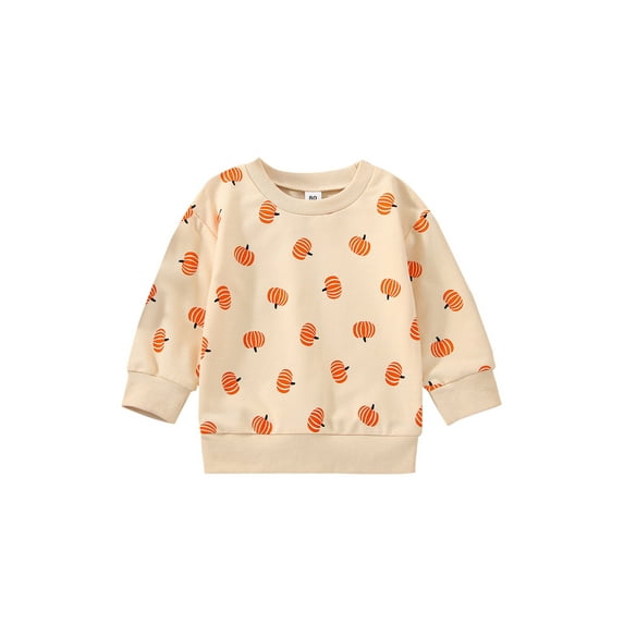 Toddler Baby Halloween Outfit Boy Girl Pumpkin Ghost Sweatshirt Crewneck Pullover Top Long Sleeve Shirt Fall Clothes