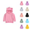 thumbnail image 1 of Toddler Baby Hoodie Solid Long Sleeve Crewneck Pullover for Boys Girls Cute Ear, 1 of 5