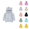thumbnail image 1 of Toddler Baby Hoodie Solid Long Sleeve Crewneck Pullover for Boys Girls Cute Ear, 1 of 5