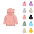 thumbnail image 1 of Toddler Baby Hoodie Solid Long Sleeve Crewneck Pullover for Boys Girls Cute Ear, 1 of 4