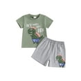 thumbnail image 1 of Toddler Baby Kids Boy Shorts Clothes Set 6 12 18 24 Months 2T 3T 4T Dinosaur Letter Print Short Sleeve T-Shirt Elastic Waist Summer Outfits Sets, 1 of 9