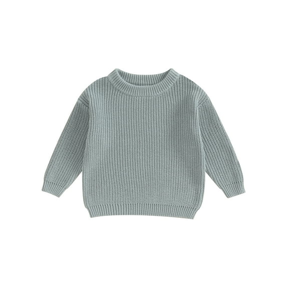 Toddler Baby Kids Boys Girls Autumn Sweater, 0 3 6 9 12 18 24 Months 2T 3T 4T 5T Solid Color Knit Long Sleeve Round Neck Knitwear Pullover Winter Sweatshirt