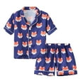 thumbnail image 1 of Toddler Baby Kids Boys Girls Satin Summer Pajamas Set Short Sleeve Pajamas Top Pants 2Pcs Loungwear Sleepwear Pjs 1-6 Years, 1 of 3
