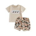 thumbnail image 1 of Toddler Baby Kids Boys Summer Outfits 3 6 12 18 24 Months 2T 3T Duck Embroidered Short Sleeve T-Shirts Elastic Waist Shorts 2Pcs Clothes Set, 1 of 9
