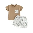 thumbnail image 1 of Toddler Baby Kids Boys Summer Outfits 6 12 18 24 Months 2T 3T 4T Pocket Round Neck Short Sleeve T-Shirts Duck Print Elastic Waist Shorts 2Pcs Clothes Set, 1 of 9