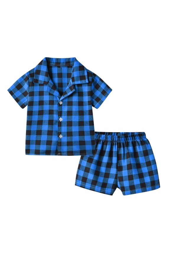 Toddler Baby Kids Button Down Plaid Shirts Gingham Shorts Set Short Sleeve Tops Cotton Shirt for Teens Basic Tees