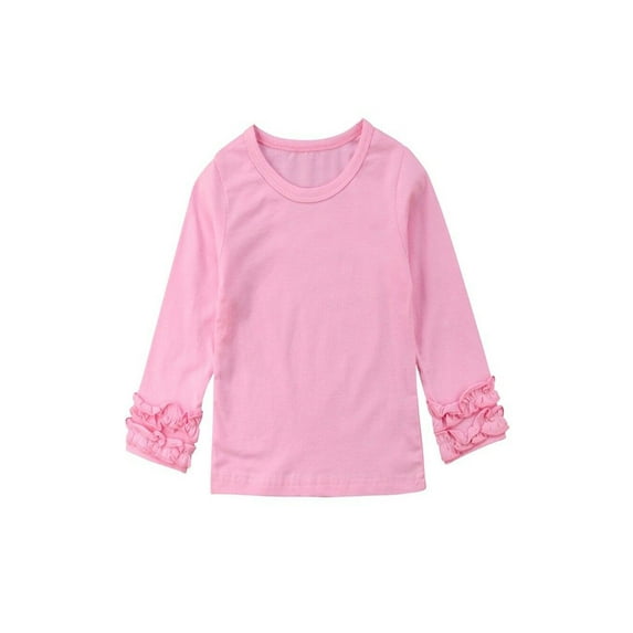Toddler Baby Kids Girl Cotton Long Sleeve Solid Color Tee Tops T-Shirt Clothes