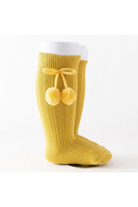 Toddler Baby Kids Girls Solid Knee High Socks Stockings Mid Calf Length Sock, 12-24 Months, Yellow