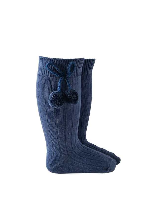 Toddler Baby Kids Girls Solid Knee High Socks Stockings Mid Calf Length Sock,Color: Navy Size: 2-4 Years