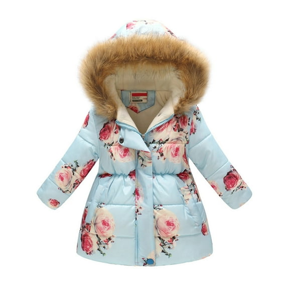 Toddler Baby Kids Girls Winter Thick Warm Hooded Windproof Coat Outwear Jacket