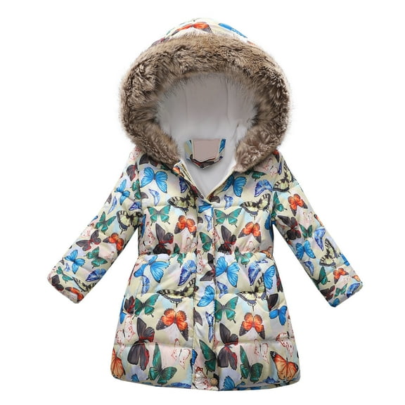 Toddler Baby Kids Girls Winter Thick Warm Parkas Hooded Windproof Coat Outwear Jacket