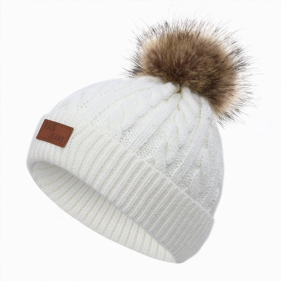 Toddler Baby Knit Hat Scarf Winter Warm Cap Set,1-11 Years,White Hat