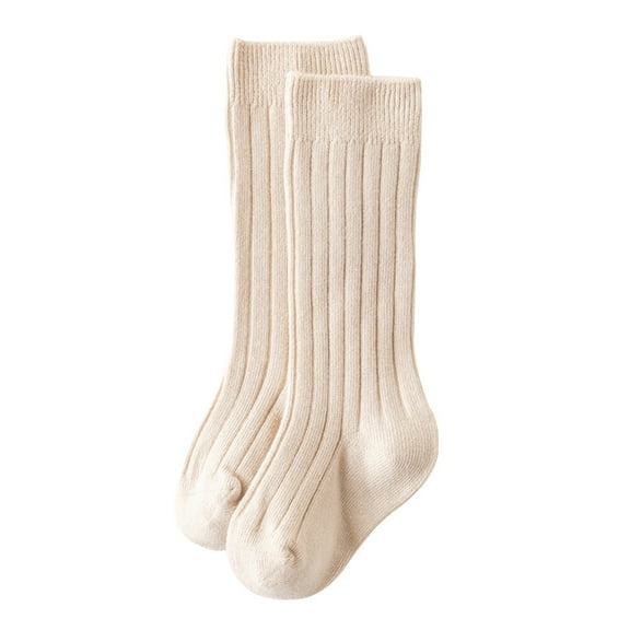Toddler Baby Knitted Socks Infant Medium Tube Socks Solid Color Ribbed Knit Knee High Socks Seamless Stockings