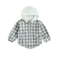 thumbnail image 1 of Toddler Baby Plaid Jacket 6M 12M 18M 24M 3Y 4Y Baby Boy GIrl Flannel Hoodies Zip Up Hooded Fall Winter Outerwear Coat, 1 of 9