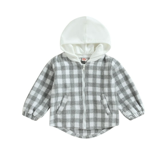 Toddler Baby Plaid Jacket 6M 12M 18M 24M 3Y 4Y Baby Boy GIrl Flannel Hoodies Zip Up Hooded Fall Winter Outerwear Coat