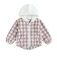 thumbnail image 1 of Toddler Baby Plaid Jacket Baby Boy GIrl Flannel Hoodies 6M 12M 18M 24M 3Y 4Y Zip Up Hooded Fall Winter Outerwear Coat, 1 of 9