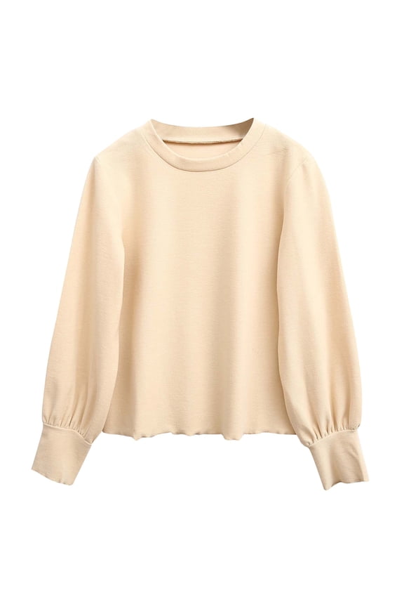 Toddler Baby Pullover Fleece Sweatshirt Discounts Children's Spring and Fall Model Solid Color Models Bottoming Shirt Cotton Personality Long-Sleeved Girls Round Neck Blouse Baby Sweatshirt Beige 7T