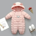 thumbnail image 1 of Toddler Baby Quilted Jumpsuit Winter Thermal Warm Hooded Footed One Piece Zip Up Romper Outdoor Play Daily Wear for Boy Girl 0-18 Months, 1 of 9