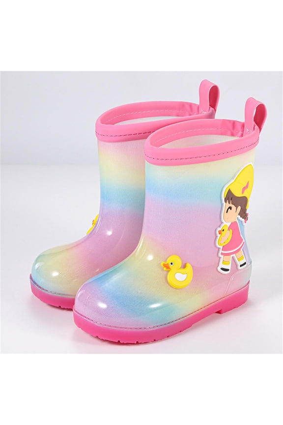 Toddler Baby Rain Boots Easy Pull on Handles Lightweight and Waterproof Non- Sole Rainboots Christmas Gifts for Baby Toddler