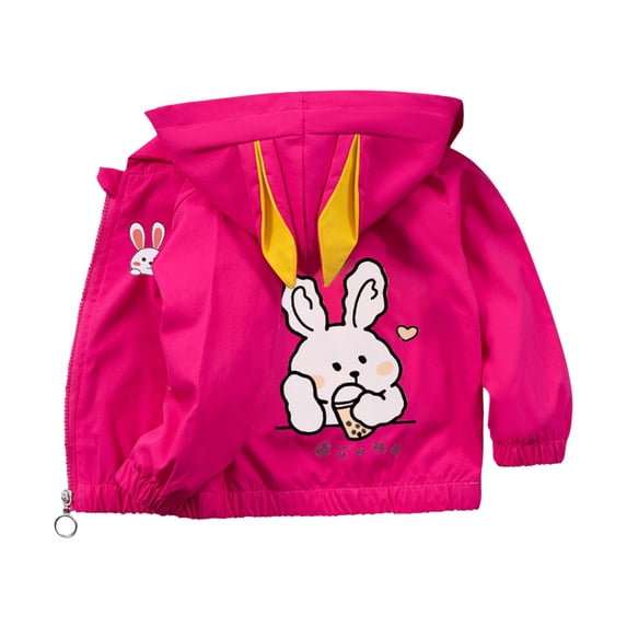 Toddler Baby Rain Jacket Waterproof Windproof Bunny Ear Hooded Raincoat Boys Girls Cute Lightweight Fall Outerwear Warm Coats