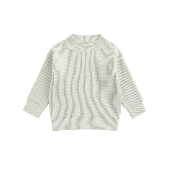 Toddler Baby Round Neck Sweaters, Long Sleeve Solid Color Rib Knit Pullover Tops, 0-6T