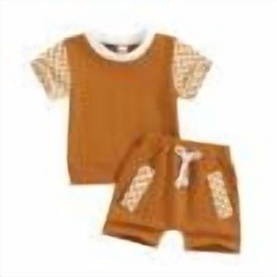 Toddler Baby Shorts Set Short Sleeve Checkered Shirt Shorts Unisex Cotton Fashion Summer Outfits 2 Piece Loungewear, Orange, 3 Months