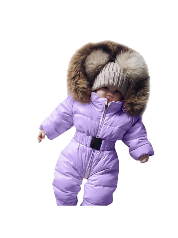 Toddler Baby Snowsuit Jacket Boys Girls Hooded Jumpsuit Warm Outerwear Romper Puffer Coat