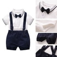 thumbnail image 1 of Toddler Baby Summer British Bow Tie Short-sleeved Romper Pullover Suit Boys Infant Baby Boy Summer Wedding Boys Casual Summer Clothes Sets, 1 of 9