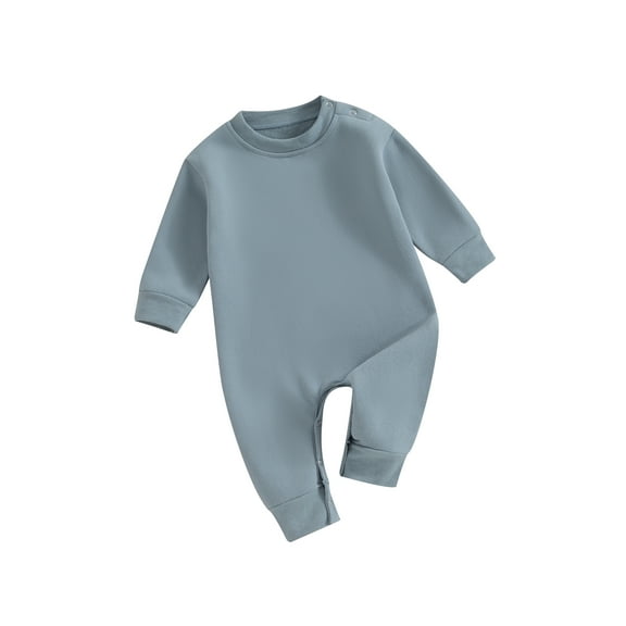 Toddler Baby Sweatshirt Romper Solid Color Fleece Long Sleeve Jumpsuit for Newborn Cute Clothes