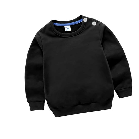 Toddler Baby Sweatshirts Cotton Soft Crewneck Pullover Sweater Tops for Boys Girls 6-12 Months, One Size (1-2 Years, Black)