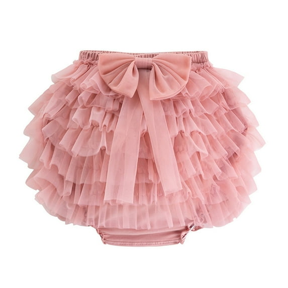 Toddler Baby Tulle Skirts Multi-layered Mesh Elastic Waist Tutu Skirt with Diaper Cover Birthday Bloomers Outfits, 2 Years