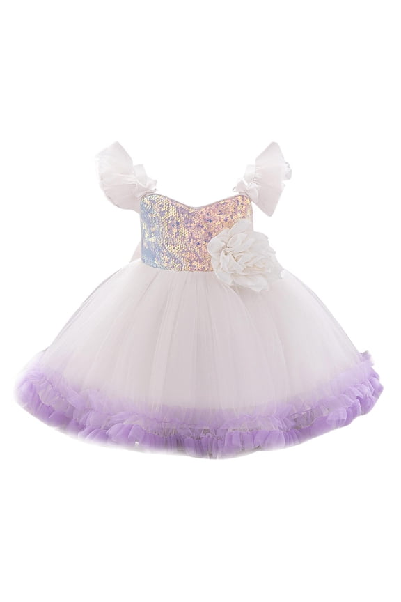 Toddler Baby Tutu Dress Sequins Sleeveless Tulle Dress First Birthday Cake Smash Pageant Clothes for Photo Shoot